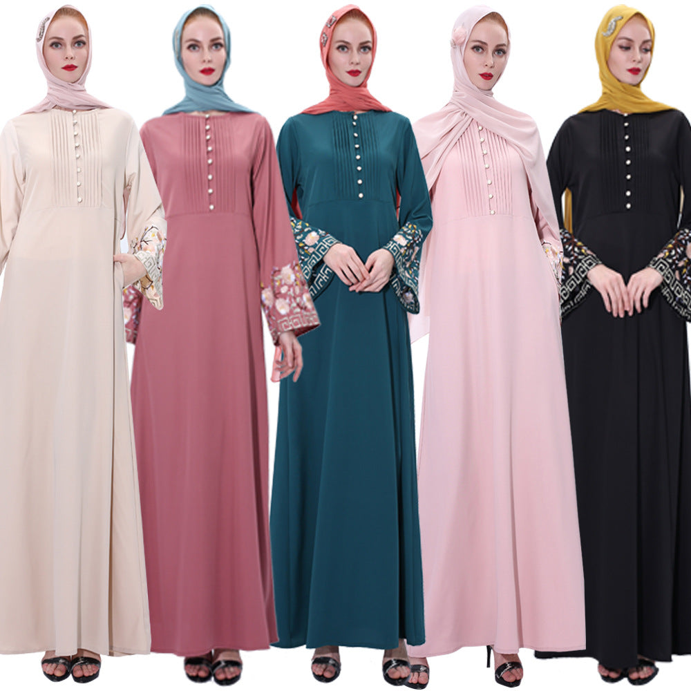 Stylish Retro Slim Muslim Women'S Dress Summer for Everyday Wear