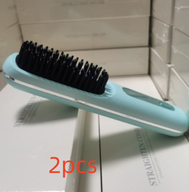 Trendy 2 In 1 Straight Hair Comb Wireless Hair Straightener Brush Hai