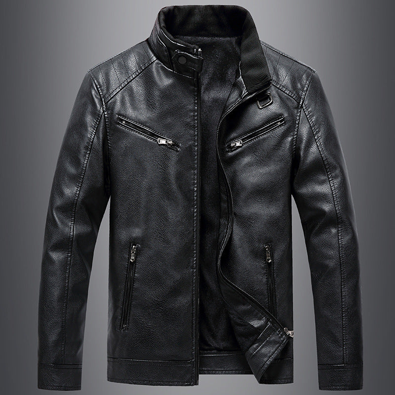 Manteau rembourré polaire pour homme, style coréen décontracté, col montant, veste en cuir PU, jeune et tendance