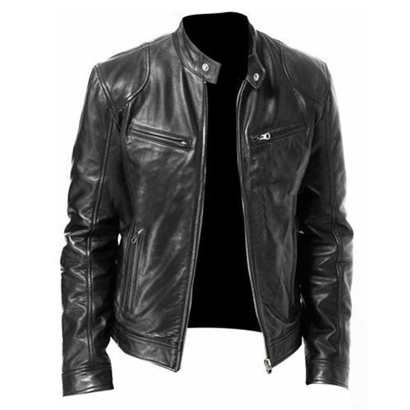 PU-Lederjacke Slim-Fit-Lederjacke