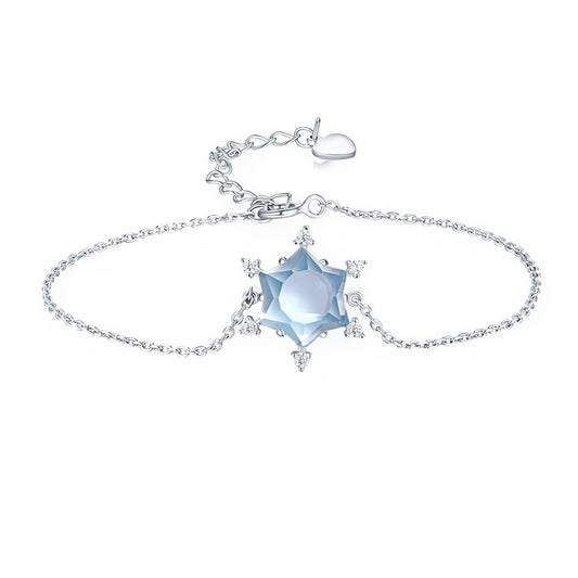 Sky blue topaz snowflake bracelet