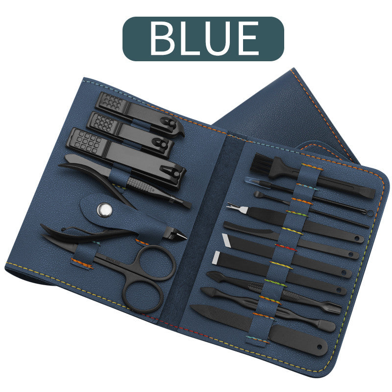 16-teiliges Set Nagelknipser Schneider Trimmer Ohrenschmalzentferner Maniküre Pediküre Zehennagelkunst Werkzeuge Set Kits mit Tasche