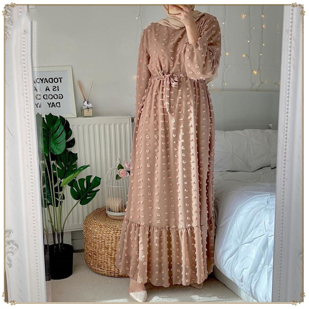 Stylish Small Hair Ball Fashion Muslim Plus Size Dress for Everyday W
