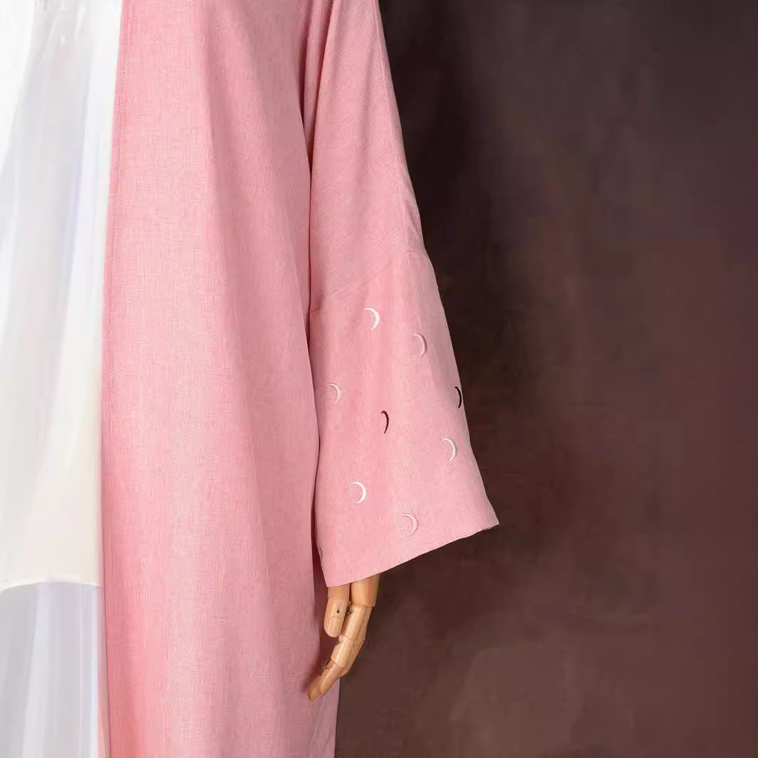 Muslimischer eleganter bestickter Cardigan-Kleid-Umhang