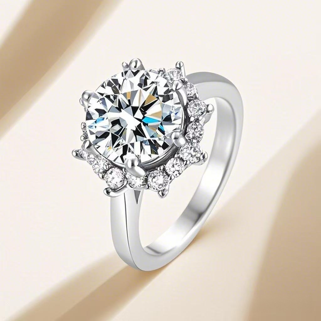 S925 Sterling Silber Ehering Luxus Leichte Luxus Blumenring Hochkarätiger Strassring