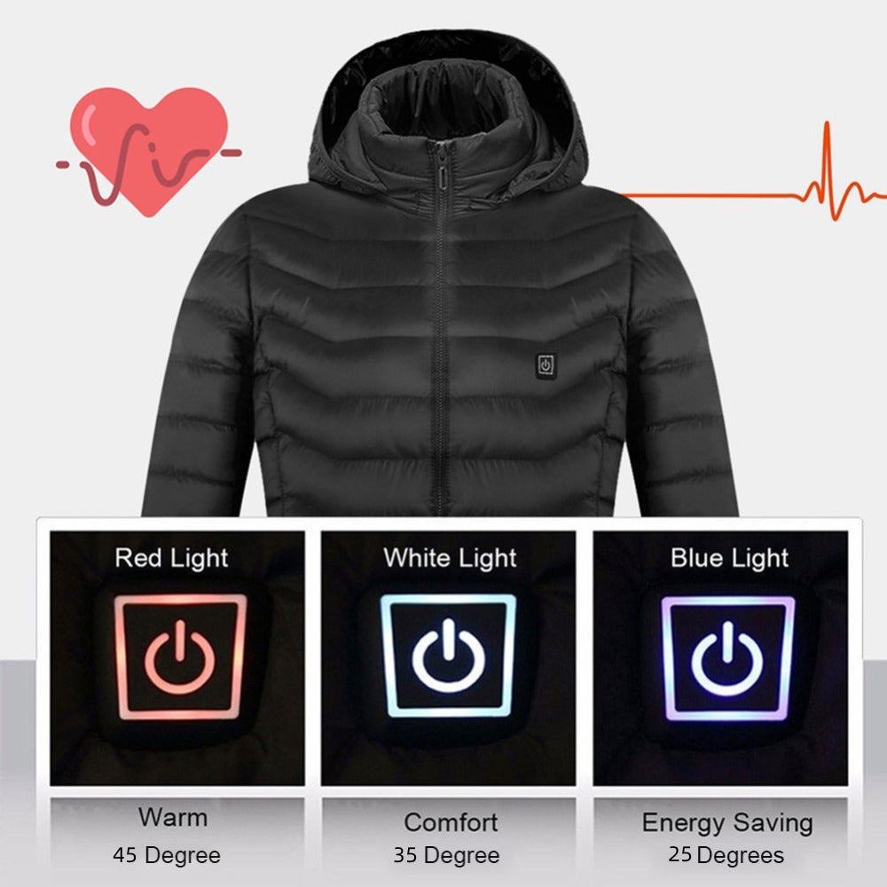 Winter Beheizte Jacke USB Elektrische Baumwolljacke Reißverschluss Heizung Thermokleidung Heizweste für Herren