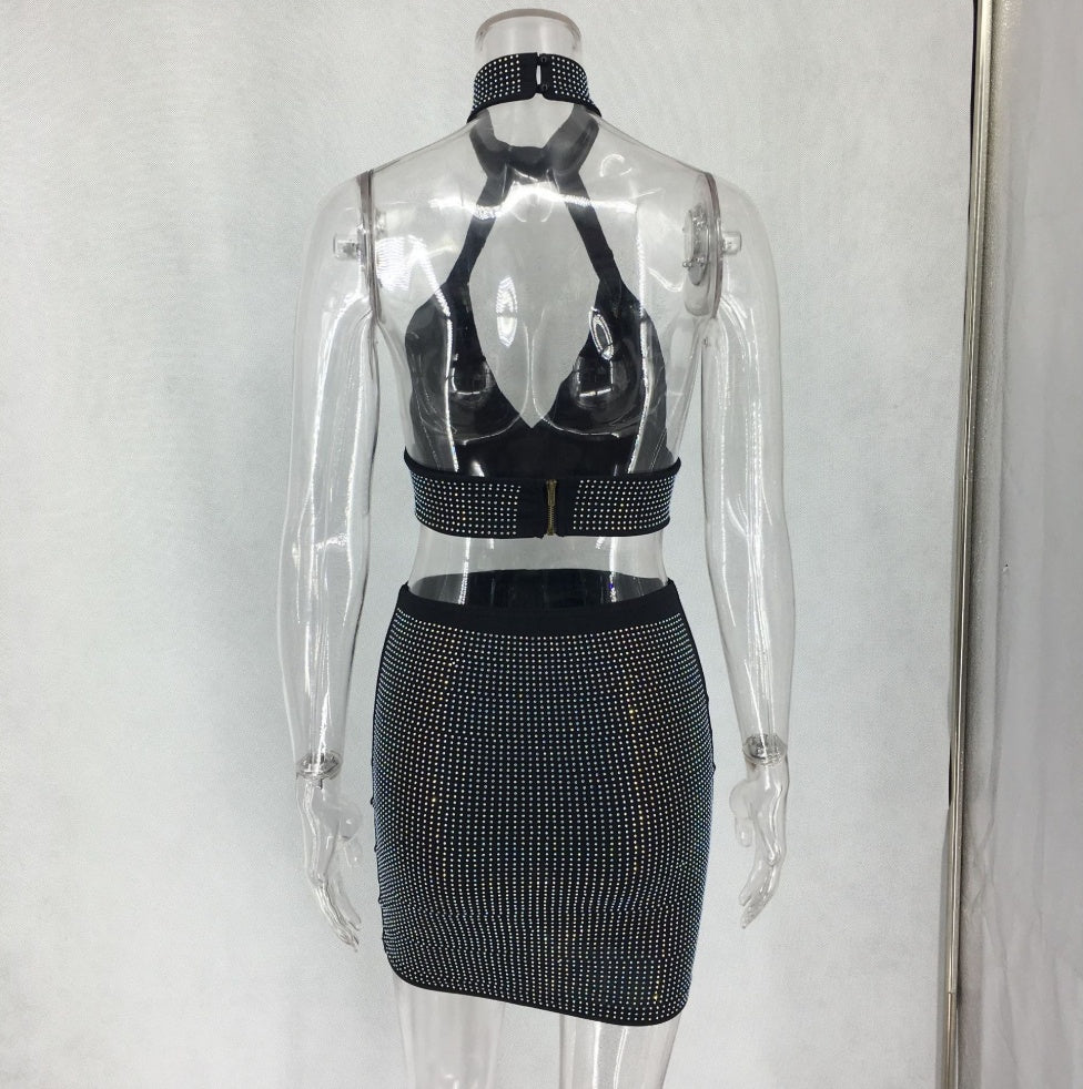 Damen Zweiteiliges Diamant-Set Kleid