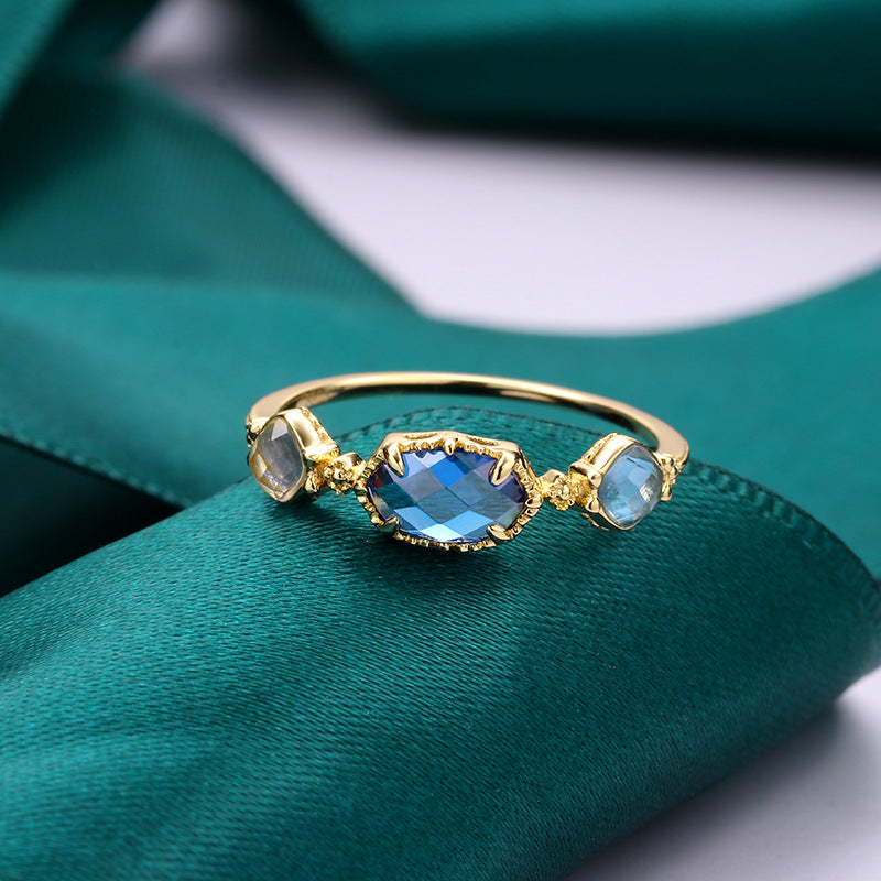 Bague vintage naturelle topaze pour femme