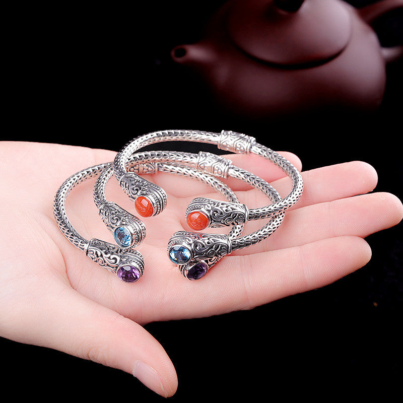 Bracelet pour femme en topaze, fait main, style indonésien