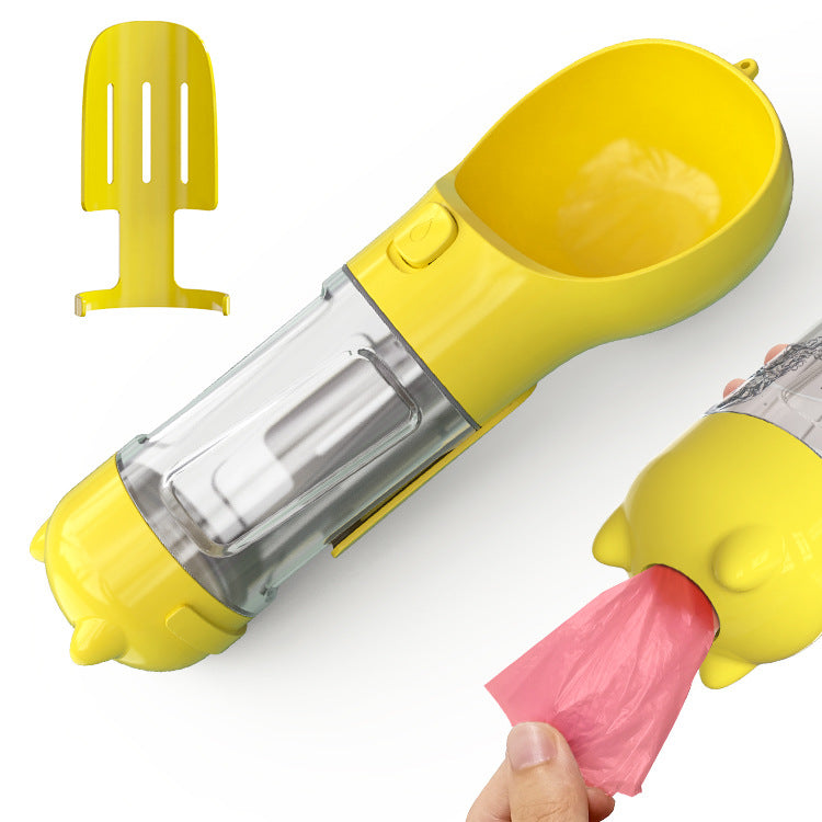 Bouteille d'eau pour animaux de compagnie, gamelle, rangement de sacs poubelles, portable pour voyage en extérieur, bouteille d'eau 3-en-1 pour chien
