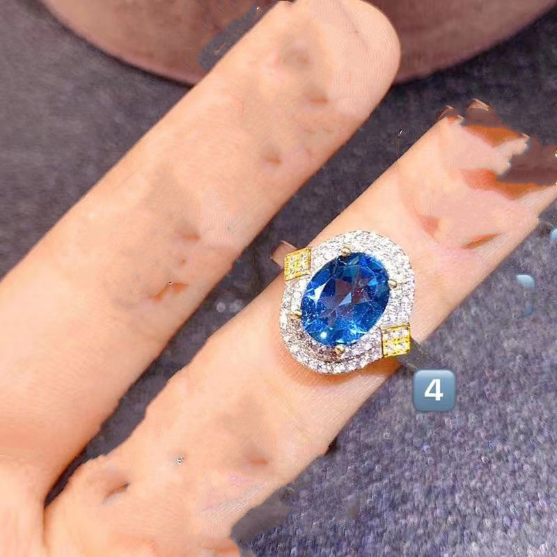 Damenmode Persönlichkeit Natürlicher Blautopasring