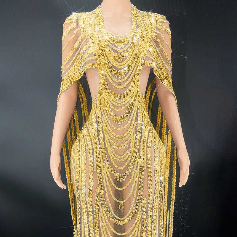 Abendkleid mit Kristall-Pailletten