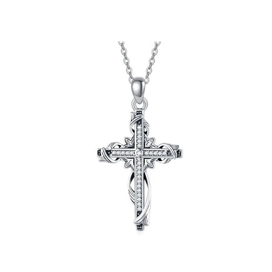 925 Sterling Silver For Women Cross Pendant Jewelry Necklace