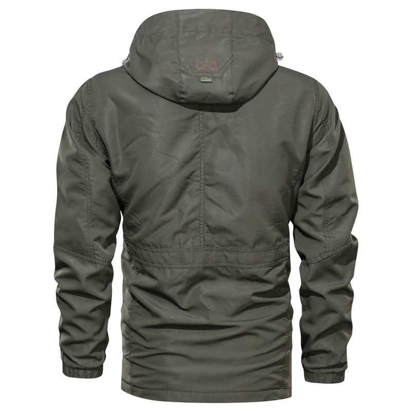Chic Men'S Medium To Long Casual Outdoor Hooded Plus Size Jacket for