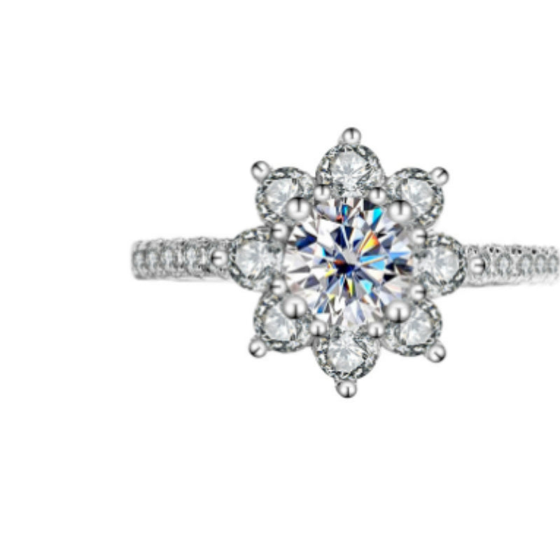 Sterling Silber 925 Moissanit Ring Damen Blumen Diamant