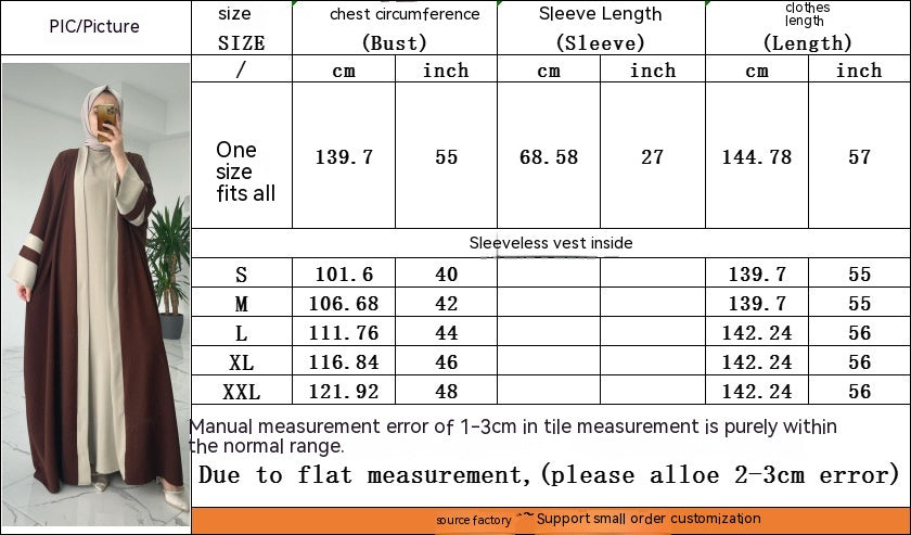 Stylish Women'S Muslim Long Dress Abaya Two Piece Suit for Everyday W