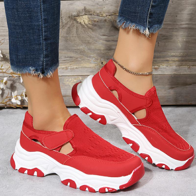 Mesh-Sportschuhe Damenmode Outdoor Flache Ferse Runde Zehe Preppy Laufschuhe