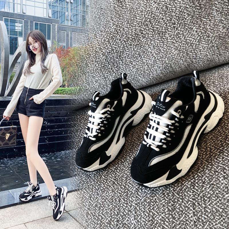Damen-Einzelschuhe mit dicker Sohle, lässige, höhensteigernde Sportschuhe für Damen