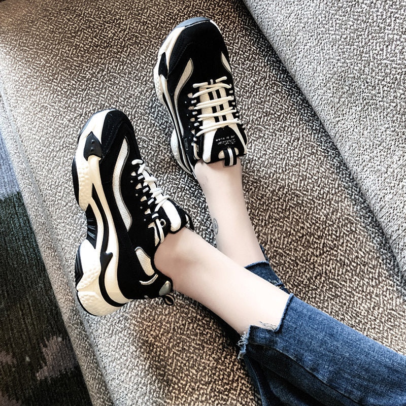 Damen-Einzelschuhe mit dicker Sohle, lässige, höhensteigernde Sportschuhe für Damen