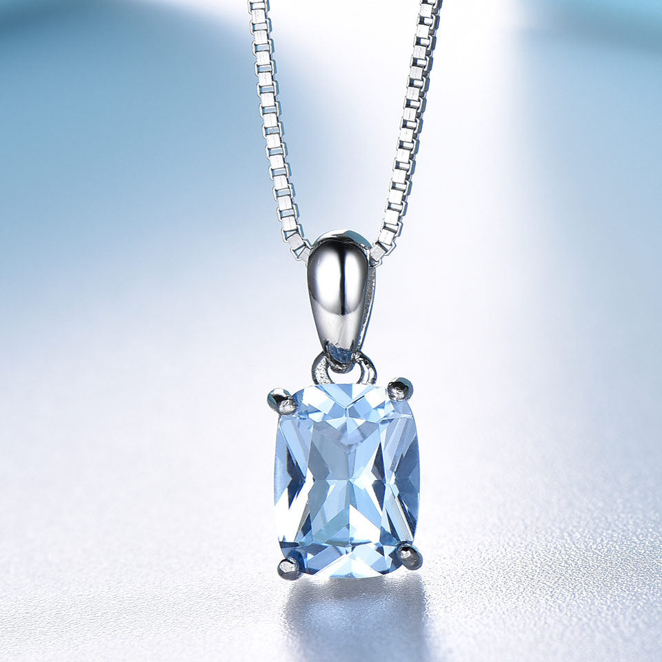 Stylish Rectangular Sky Blue Topaz Earrings And Pendant Set for Every