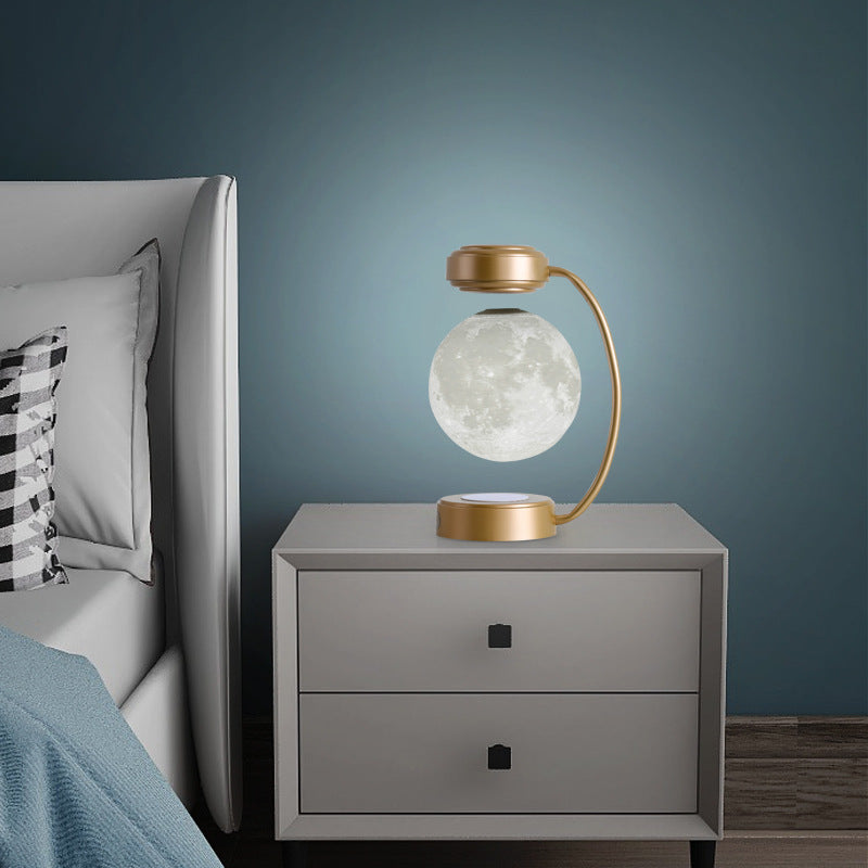 Lampe de Nuit Lune LED 3D sans Fil Magnétique en Lévitation Rotative Flottante pour l'École, le Bureau, la Librairie et la Décoration Domestique