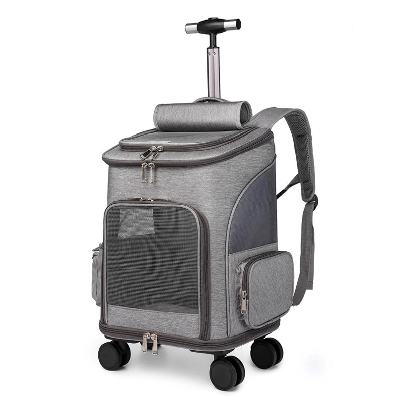 Tragbarer faltbarer Trolley Haustierrucksack Reiserucksack für Katzen mit Universalrad Haustiertasche