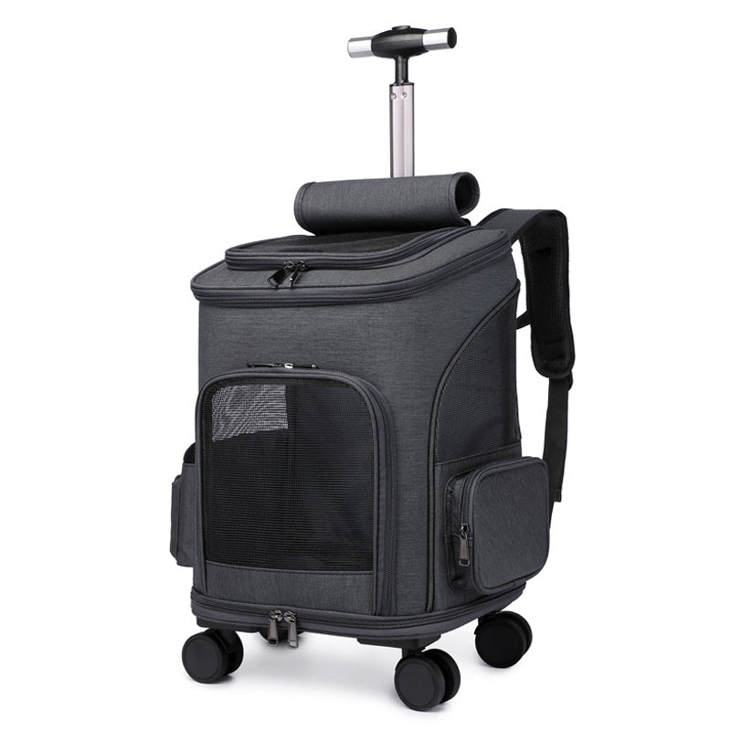 Tragbarer faltbarer Trolley Haustierrucksack Reiserucksack für Katzen mit Universalrad Haustiertasche