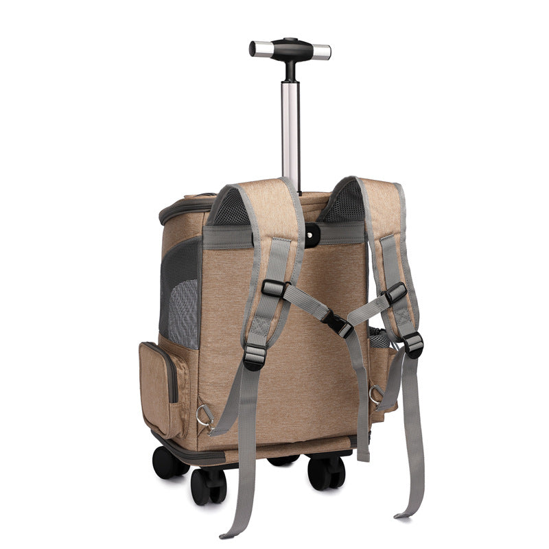 Tragbarer faltbarer Trolley Haustierrucksack Reiserucksack für Katzen mit Universalrad Haustiertasche