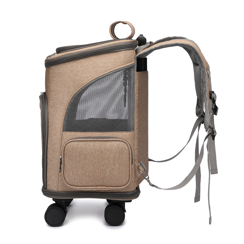Tragbarer faltbarer Trolley Haustierrucksack Reiserucksack für Katzen mit Universalrad Haustiertasche