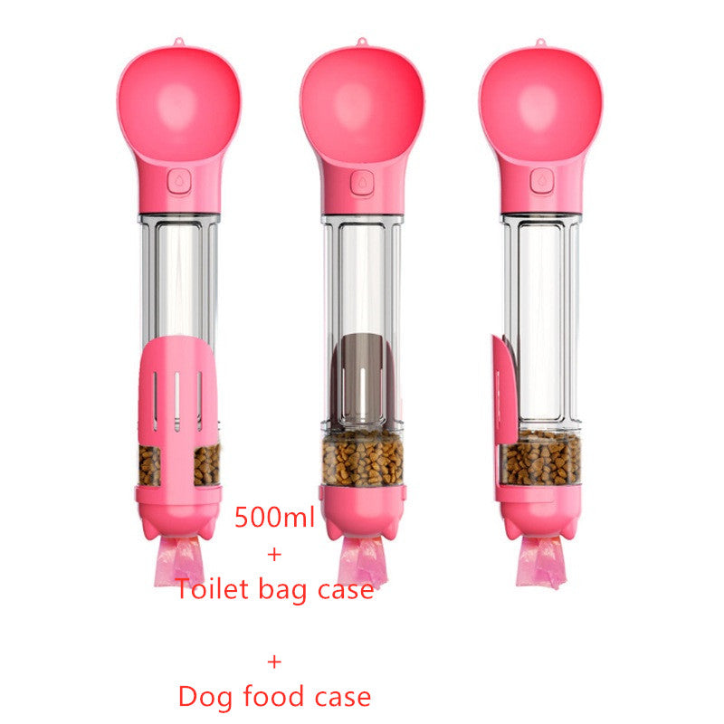Bouteille d'eau pour animaux de compagnie, gamelle, rangement de sacs poubelles, portable pour voyage en extérieur, bouteille d'eau 3-en-1 pour chien