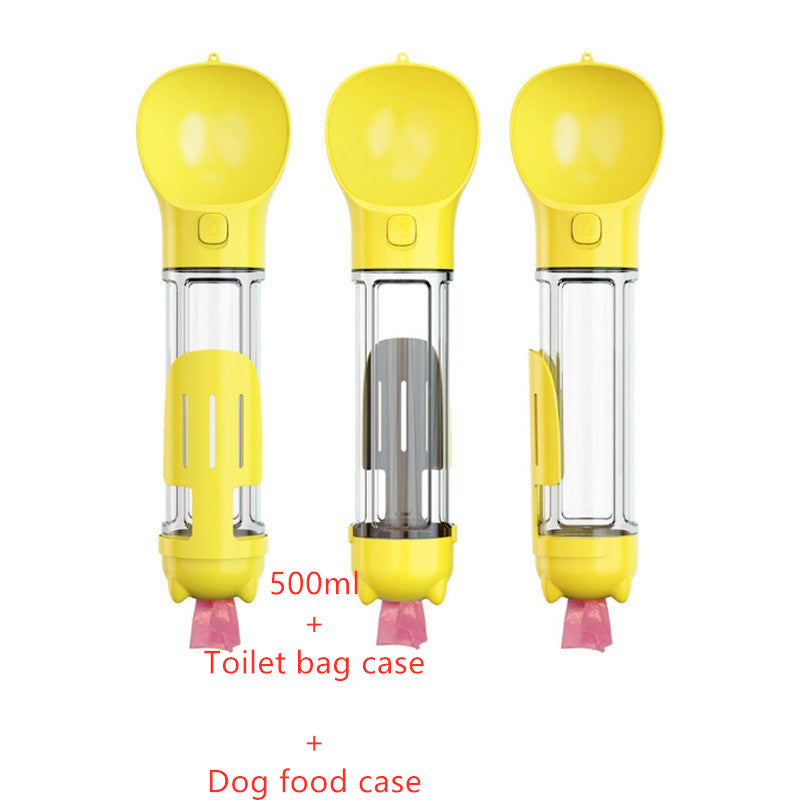 Bouteille d'eau pour animaux de compagnie, gamelle, rangement de sacs poubelles, portable pour voyage en extérieur, bouteille d'eau 3-en-1 pour chien