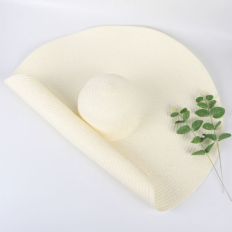 25CM Breite Krempe Übergroßen Strand Hüte Für Frauen Große Stroh Hut UV Schutz