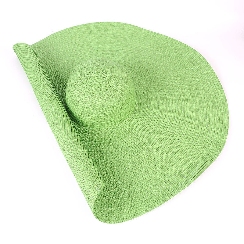 25CM Breite Krempe Übergroßen Strand Hüte Für Frauen Große Stroh Hut UV Schutz