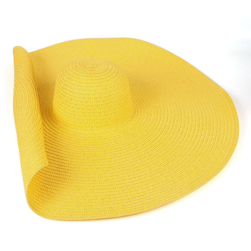 25CM Breite Krempe Übergroßen Strand Hüte Für Frauen Große Stroh Hut UV Schutz