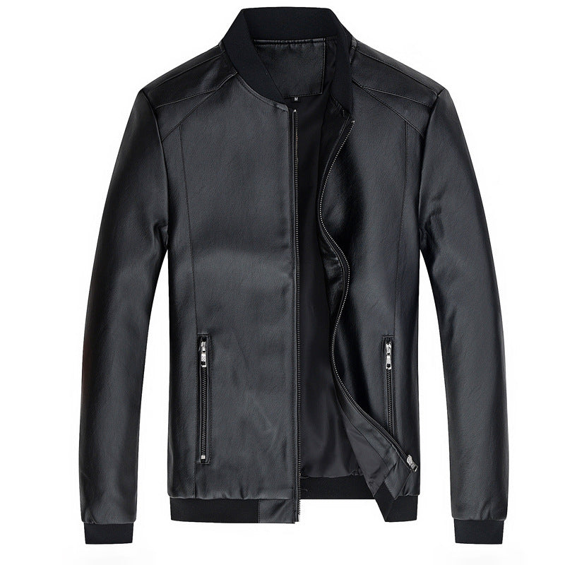 Men's Stand-Up Collar Leather Jacket Coat Motorcycle Men's Casual Leather Jacket