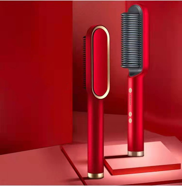 Nouveau peigne chaud lisseur 2 en 1 avec ion négatif et brosse à cheveux électrique double usage