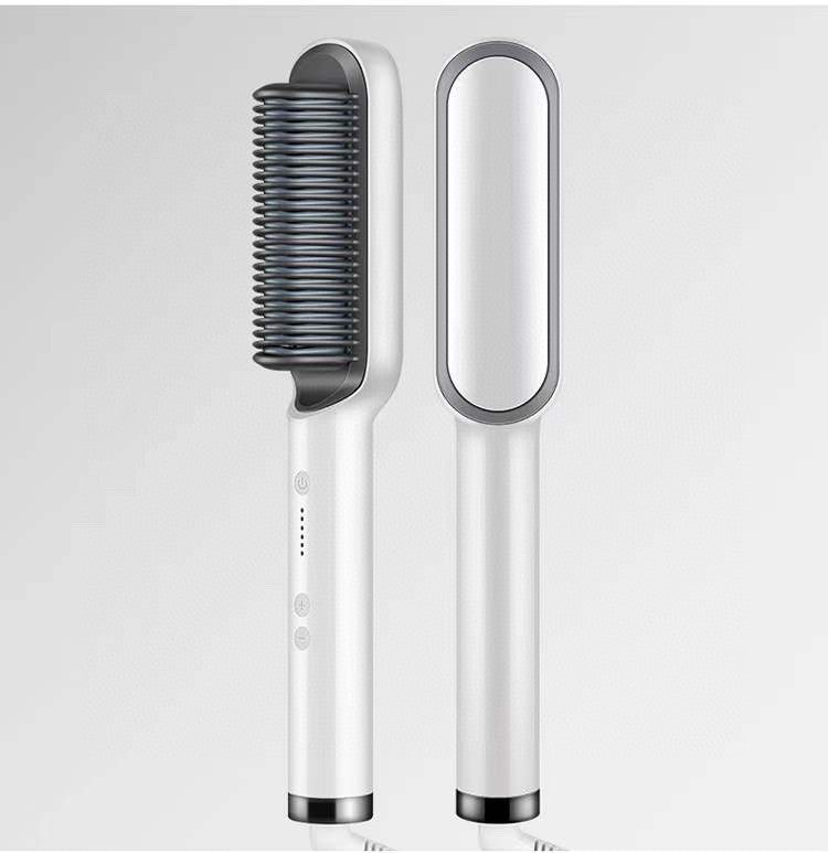 Nouveau peigne chaud lisseur 2 en 1 avec ion négatif et brosse à cheveux électrique double usage