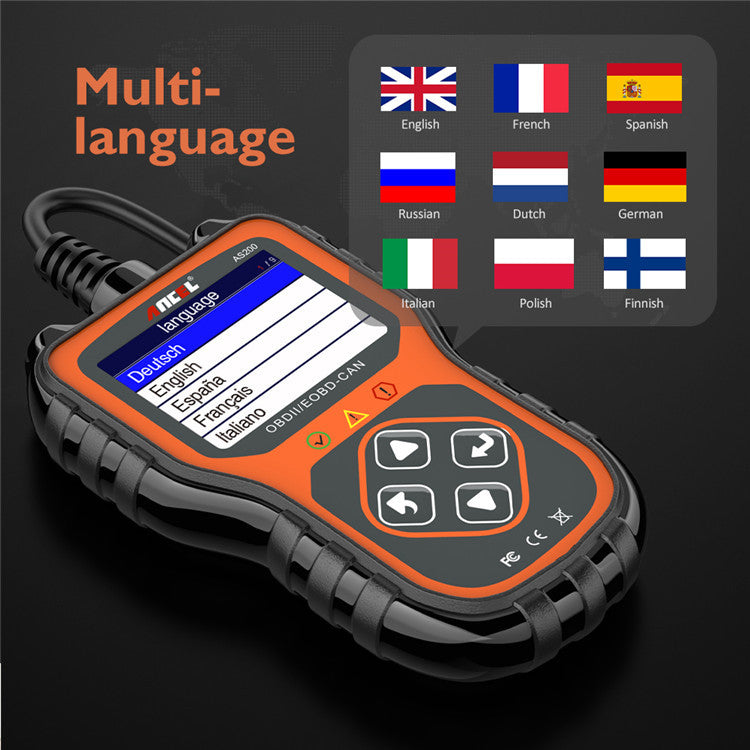 Ancel AS200 OBD2 Scanner Diagnosegerät Motorprüfgerät Auslandsversion Mehrsprachig