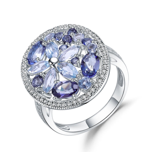 Stylish Gemstone Ring Women European And American Retro Natural Stone