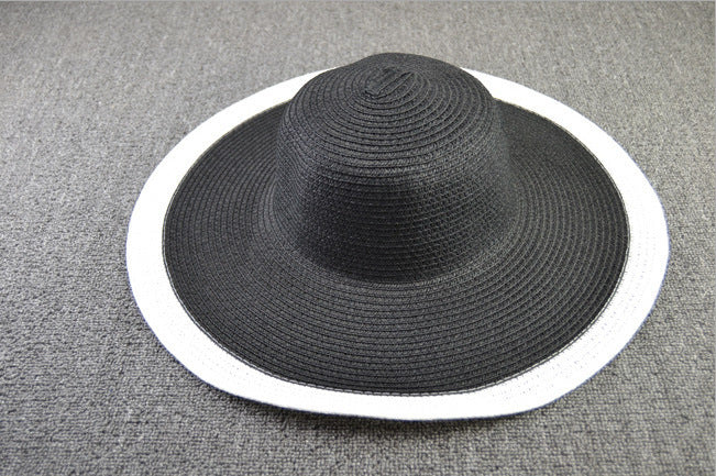 25CM Breite Krempe Übergroßen Strand Hüte Für Frauen Große Stroh Hut UV Schutz