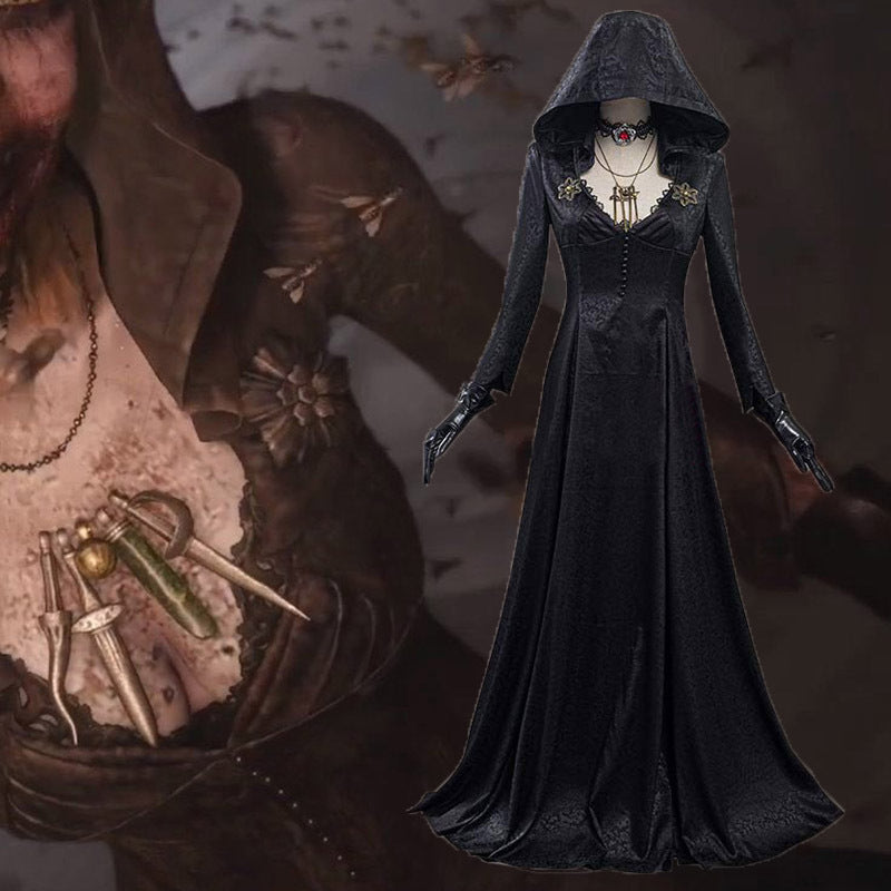 Stylish Evil Village Cosplay Costume Vampire Lady Dress Outfits Hallo