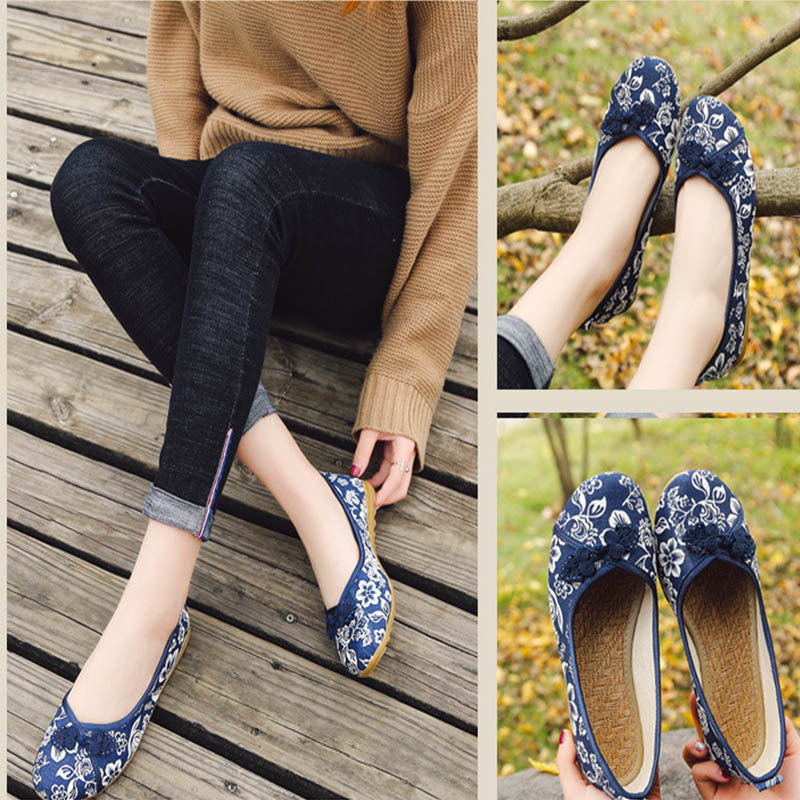 Neue flache boden alten Peking tuch schuhe nationalen wind bestickt rindfleisch sehne untere schuhe mutter freizeit square dance leinen schuhe