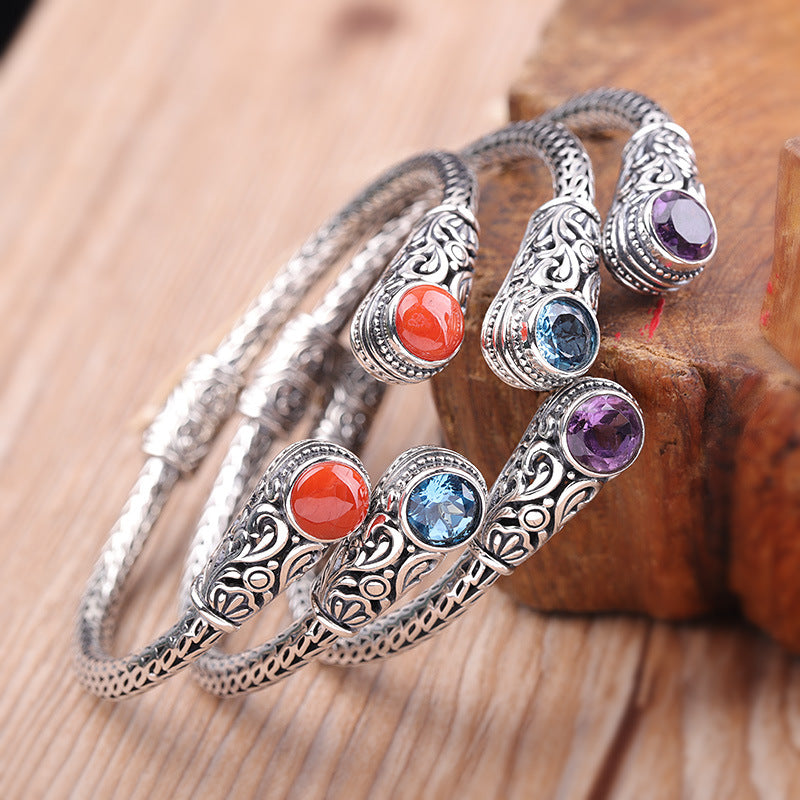 Bracelet pour femme en topaze, fait main, style indonésien