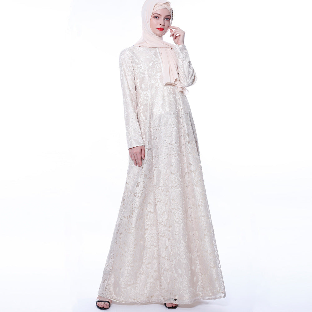 Arabische Damen-Spitzenkleid Muslimische Damenkleid Sommer