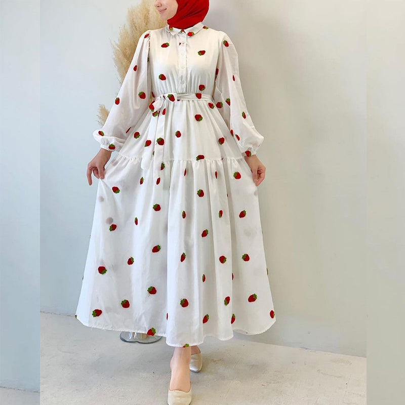 Nahost Muslim Langarm Schlichtes Hemd Langes Kleid