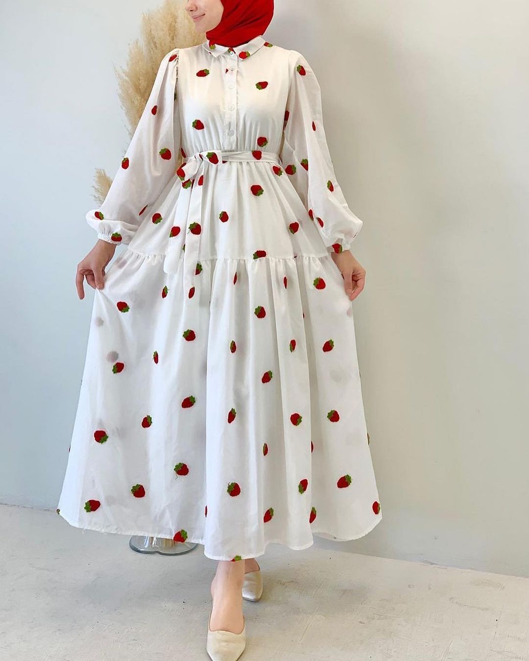 Nahost Muslim Langarm Schlichtes Hemd Langes Kleid