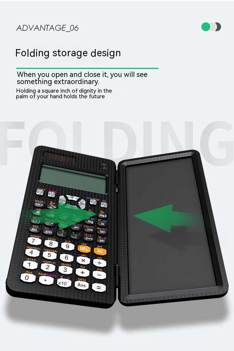 Calculatrices scientifiques pliables 2 en 1 avec tablette d'écriture, fonction d'apprentissage, calculatrices scientifiques de bureau pliables
