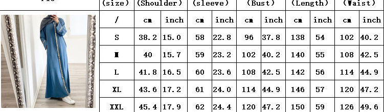 Stylish Muslim Women'S Wear Robe Stitching Trim Sequins Dress for Eve