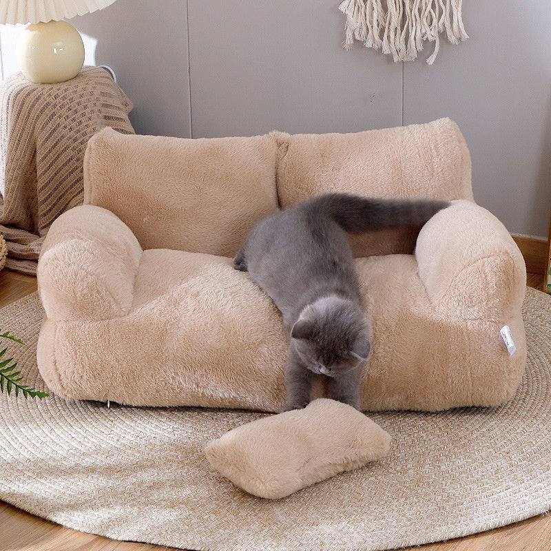 Canapé-lit de luxe pour chats, nid douillet et chaud pour l'hiver, pour petits et moyens chiens et chats, lit confortable en peluche pour chiots, fournitures pour animaux de compagnie