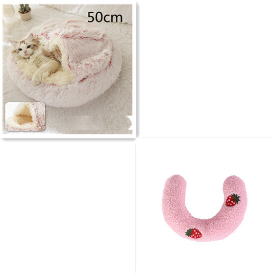 2 en 1 Lit pour chien et chat Lit d'hiver pour animaux de compagnie Lit rond en peluche Lit chaud Maison douce longue en peluche Produits pour animaux de compagnie